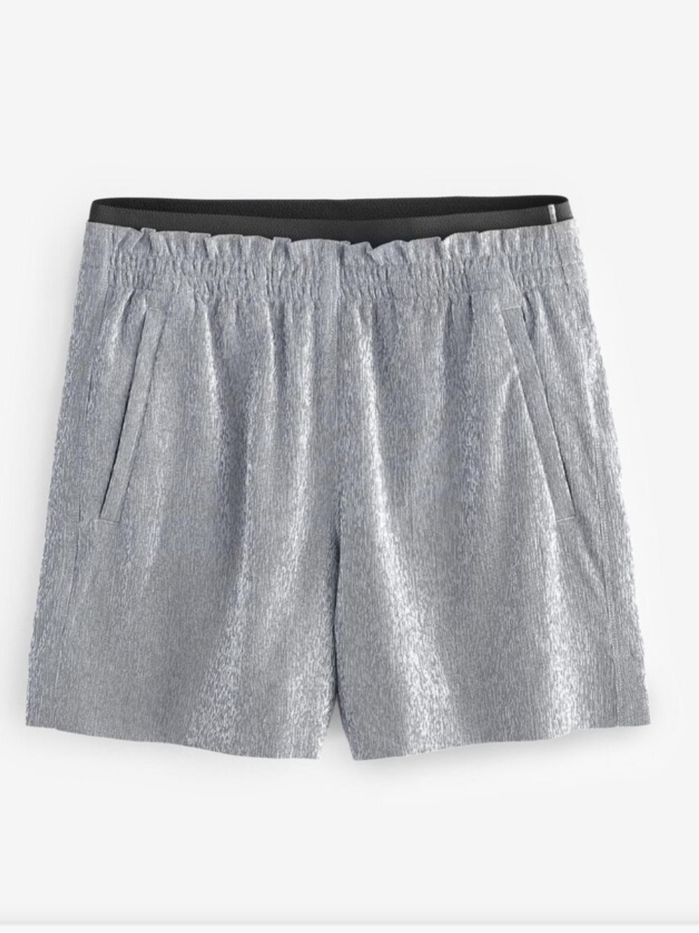 Athleta Light Gray Textured with a Sheen Elastic Waist Shorts 8